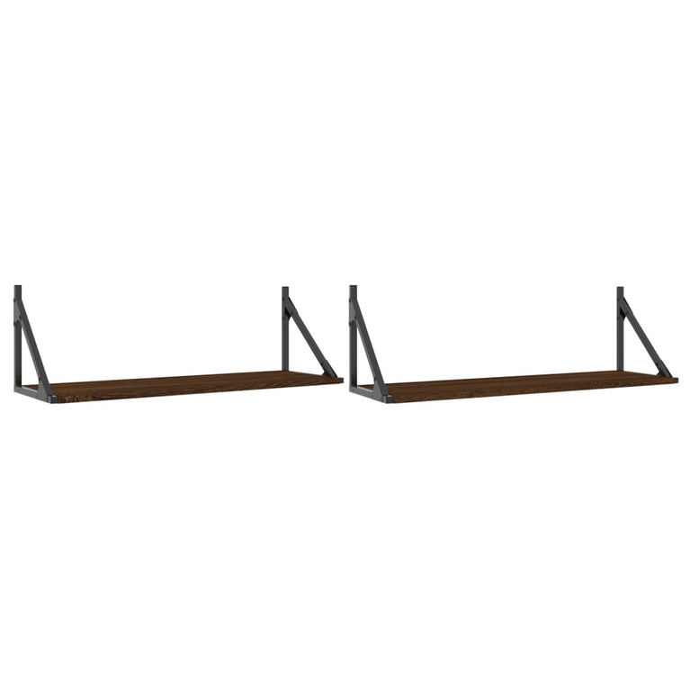 Wandschappen 2 st 80x25x25,5 cm bewerkt hout bruin eikenkleur MeubelReus