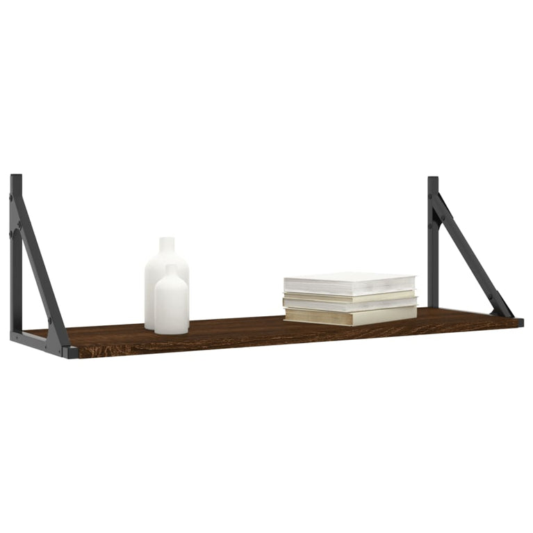 Wandschappen 2 st 80x25x25,5 cm bewerkt hout bruin eikenkleur MeubelReus