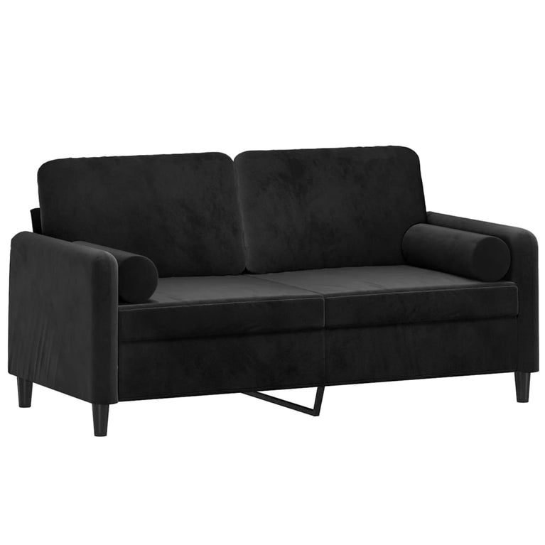 Tweezitsbank met sierkussens 140 cm fluweel zwart
