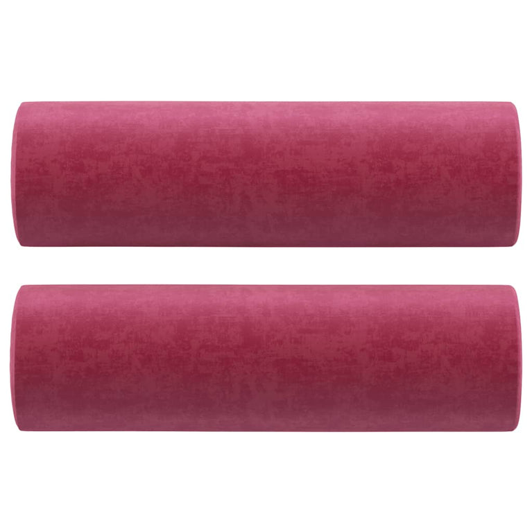 Driezitsbank met sierkussens 180 cm stof wijnrood