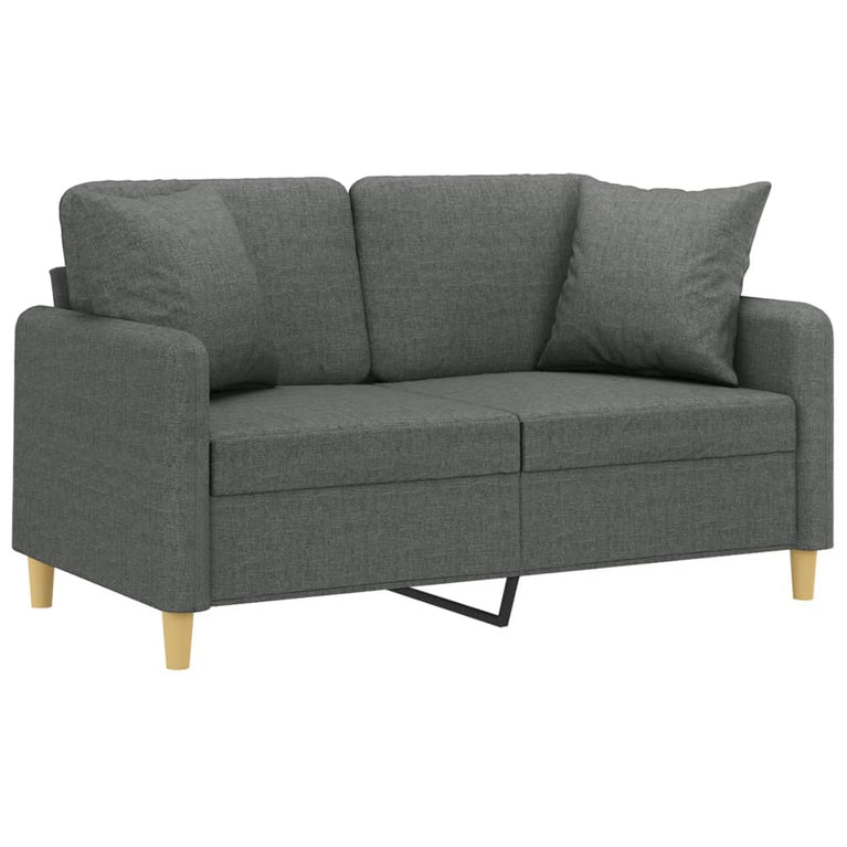 Tweezitsbank met sierkussens 120 cm stof donkergrijs