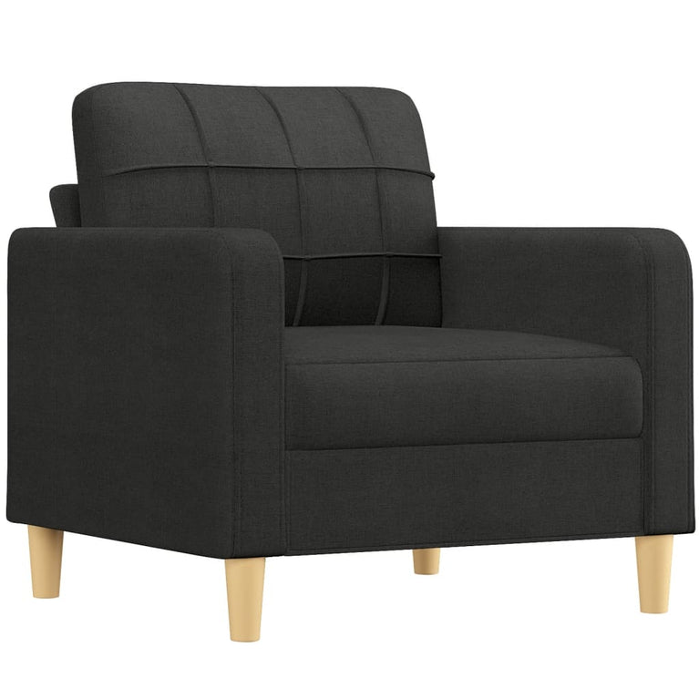 3-delige loungeset met kussens stof zwart