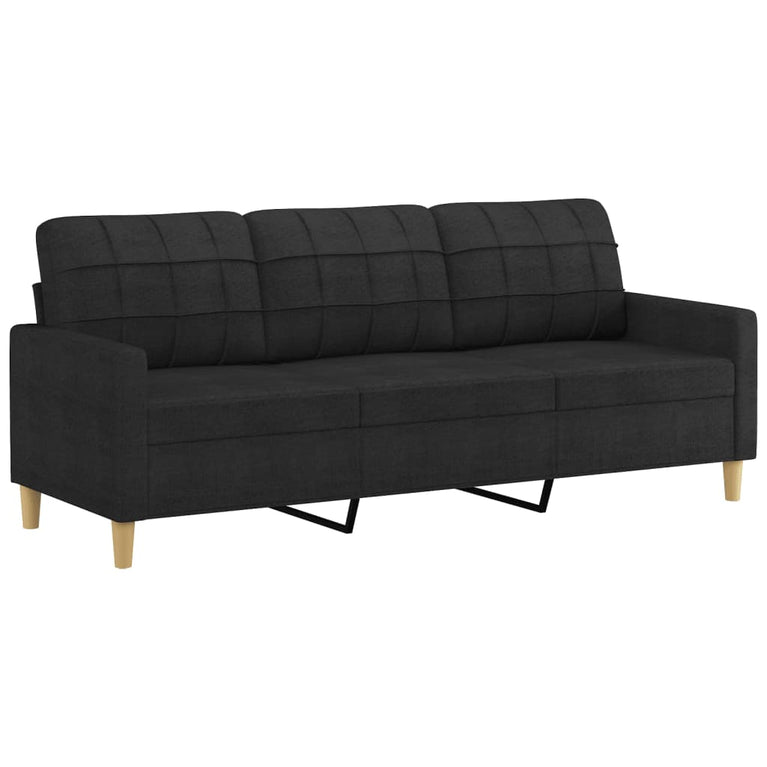 3-delige loungeset met kussens stof zwart
