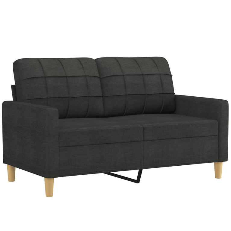 3-delige Loungeset met kussens stof zwart