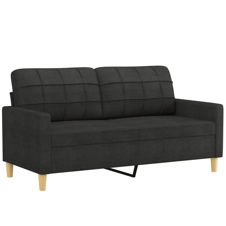 3-delige Loungeset met kussens stof zwart