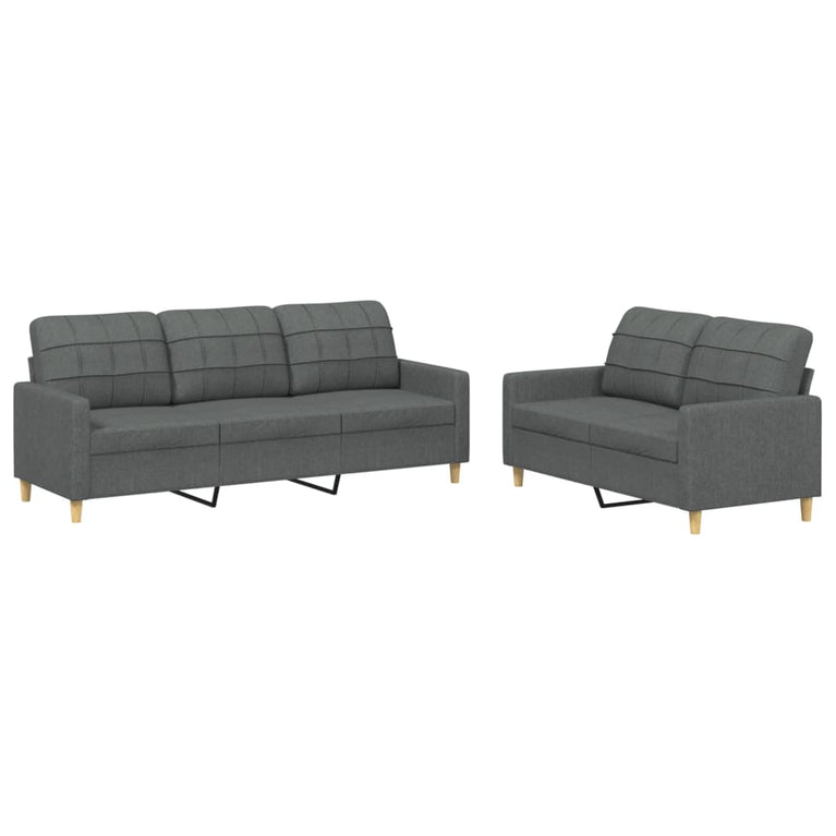 2-delige Loungeset met kussens stof donkergrijs