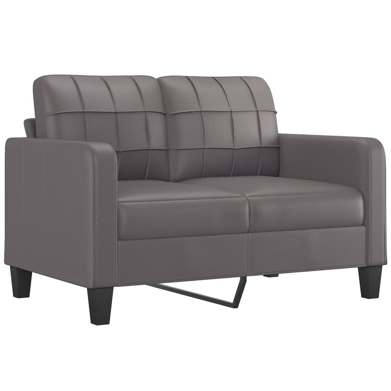 2-delige Loungeset met kussens kunstleer grijs