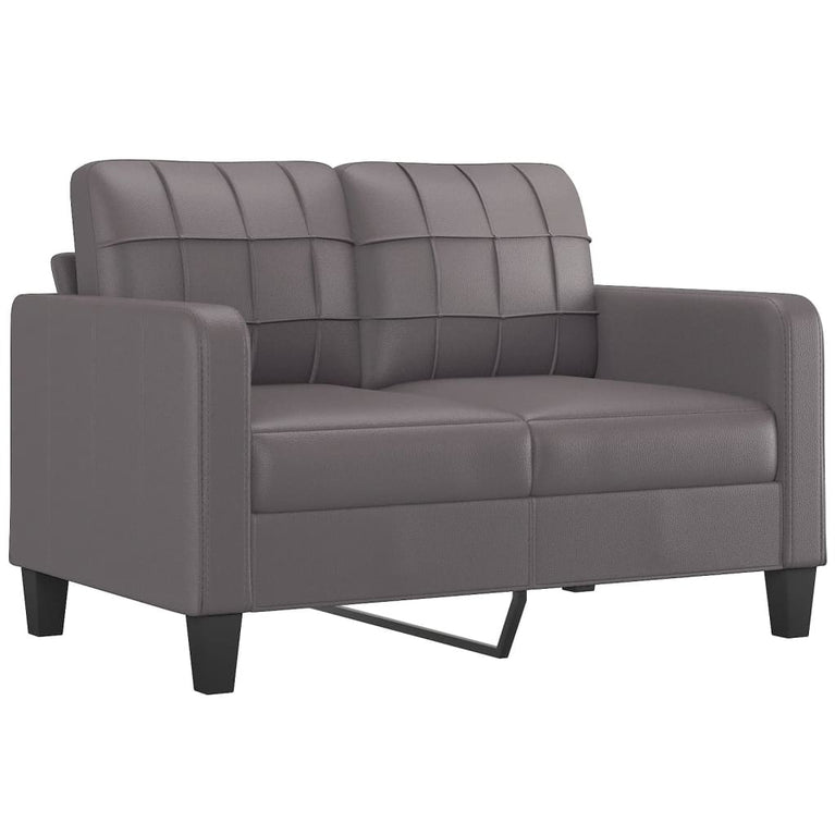 2-delige Loungeset met kussens kunstleer grijs