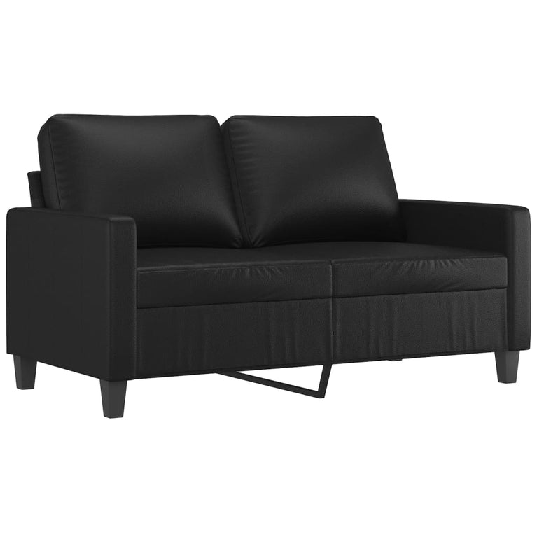 2-delige Loungeset met kussens kunstleer zwart