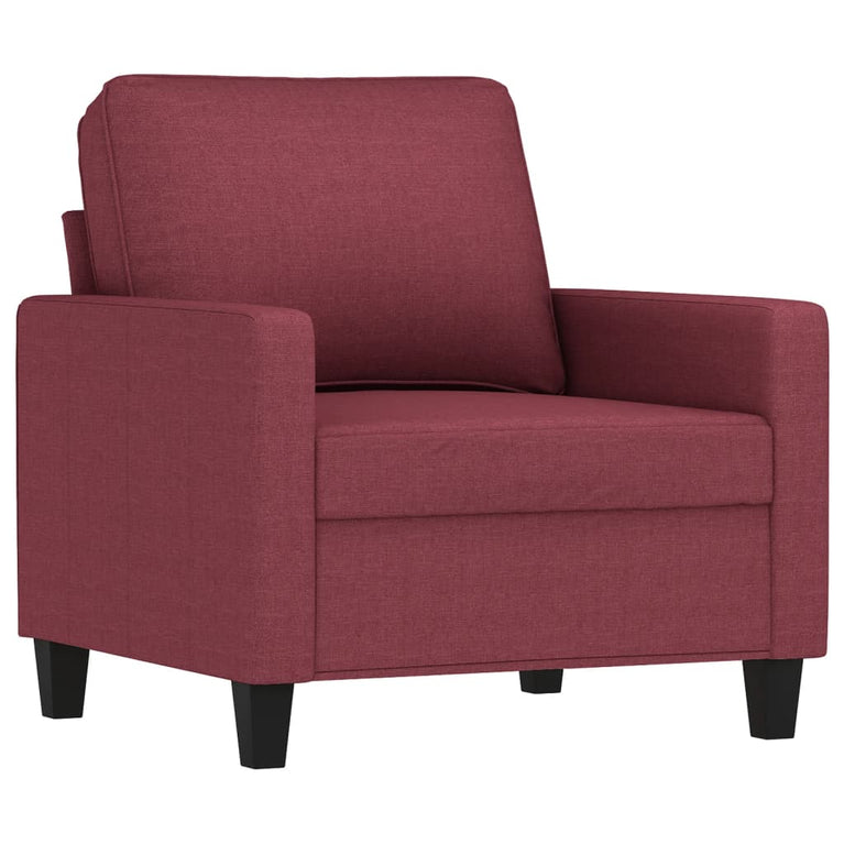 3-delige Loungeset met kussens stof wijnrood