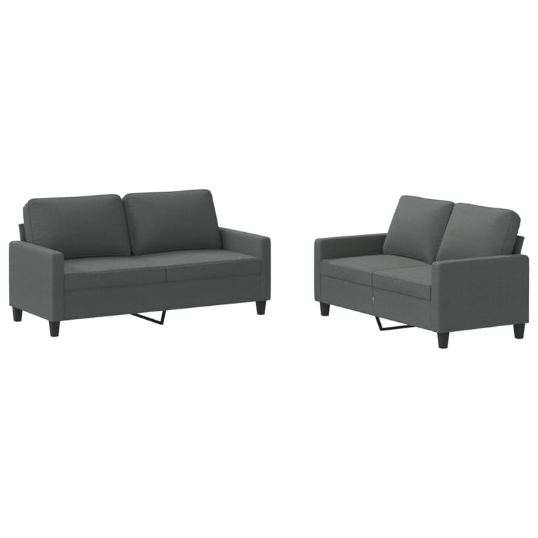 2-delige Loungeset met kussens stof donkergrijs