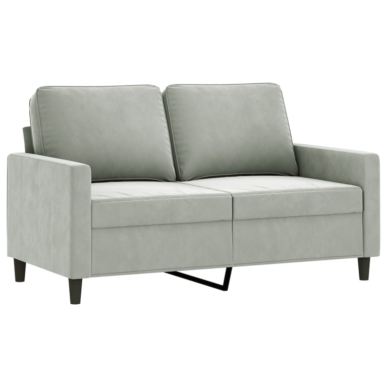 3-delige Loungeset met kussens fluweel lichtgrijs