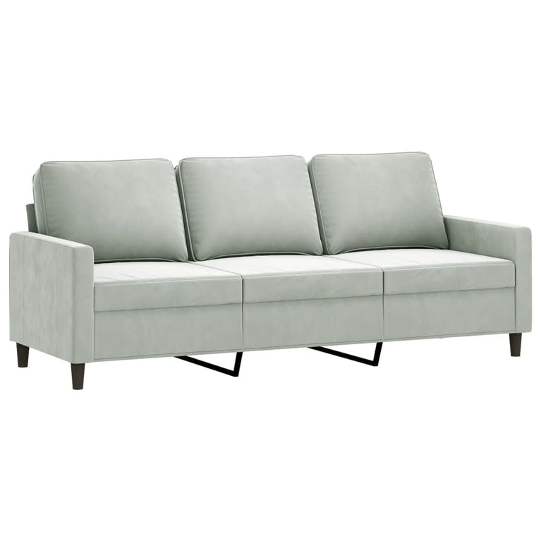 3-delige Loungeset met kussens fluweel lichtgrijs