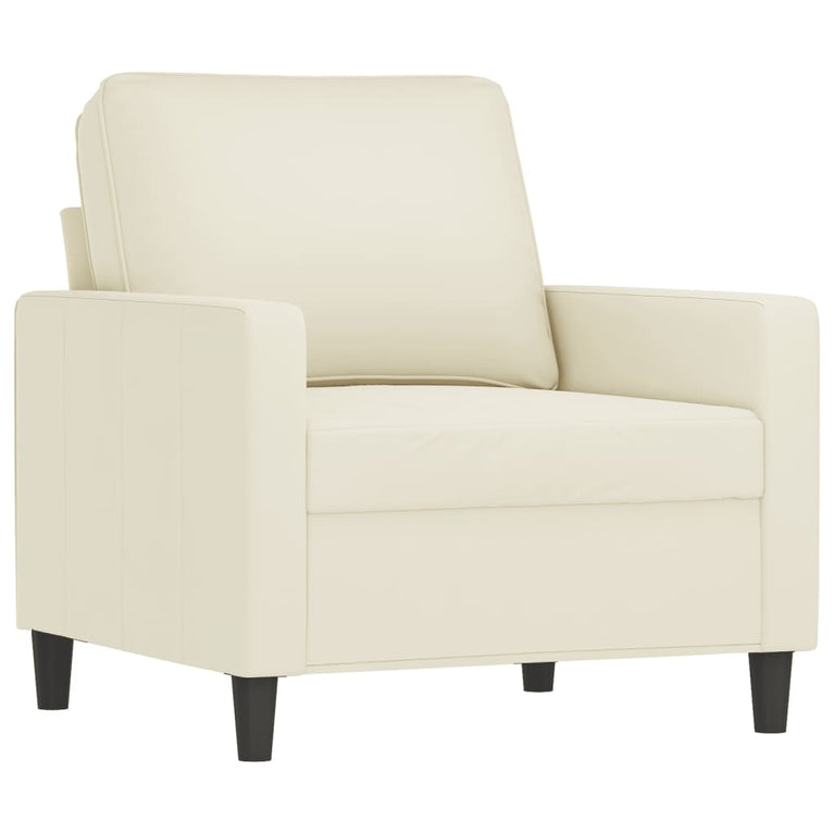 3-delige Loungeset met kussens fluweel crèmekleurig