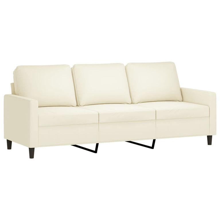 3-delige Loungeset met kussens fluweel crèmekleurig
