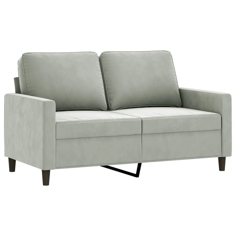 2-delige Loungeset met kussens fluweel lichtgrijs