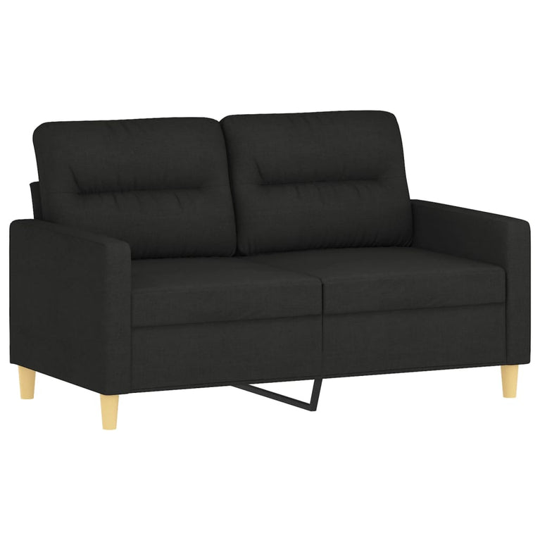 3-delige loungeset met kussens stof zwart