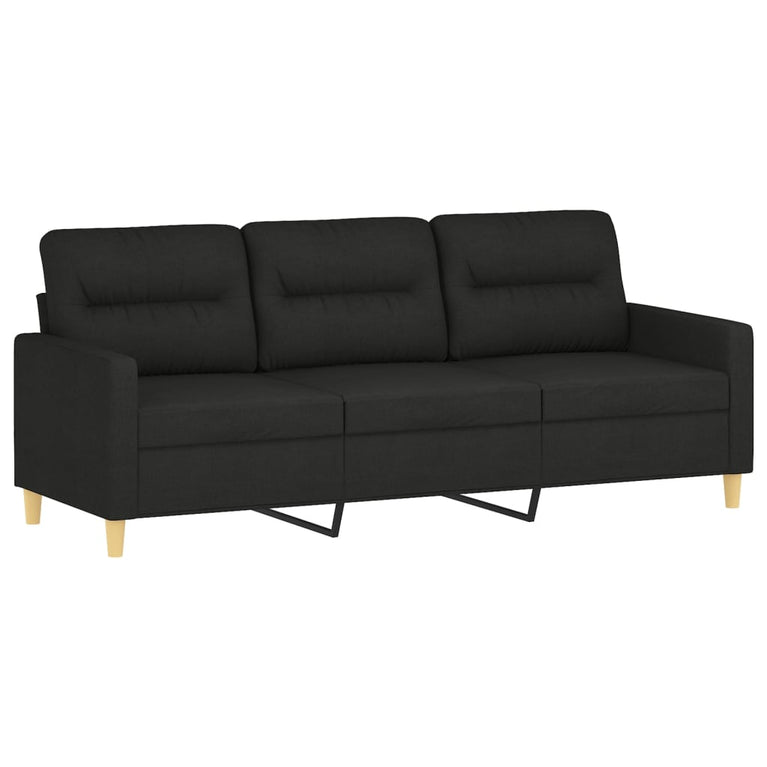 3-delige Loungeset met kussens stof zwart