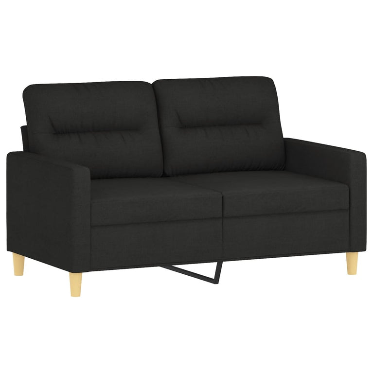 3-delige loungeset met kussens stof zwart