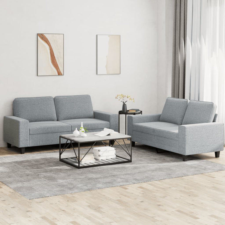 2-delige Loungeset stof lichtgrijs