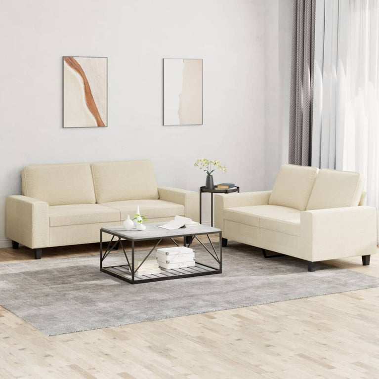 2-delige Loungeset stof crèmekleurig