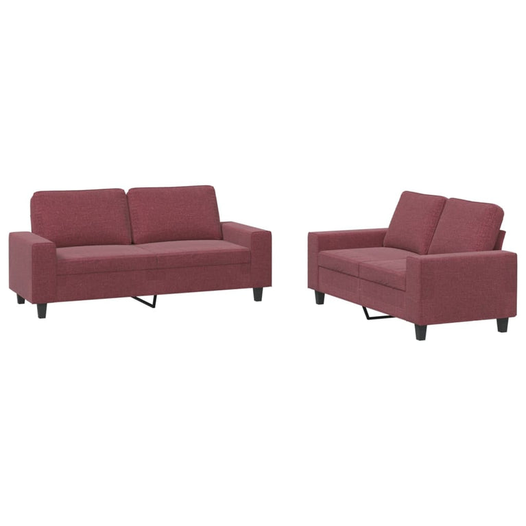 2-delige Loungeset stof wijnrood