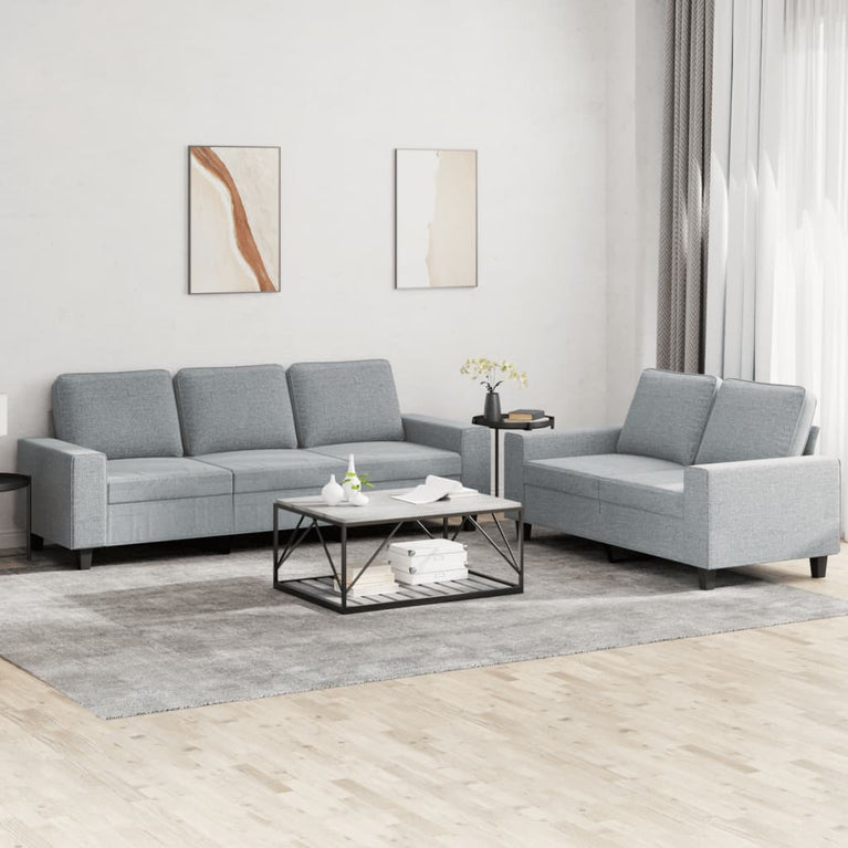 2-delige Loungeset stof lichtgrijs