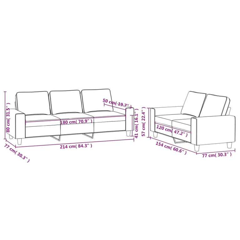2-delige Loungeset stof donkergrijs