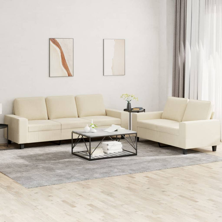 2-delige Loungeset stof crèmekleurig