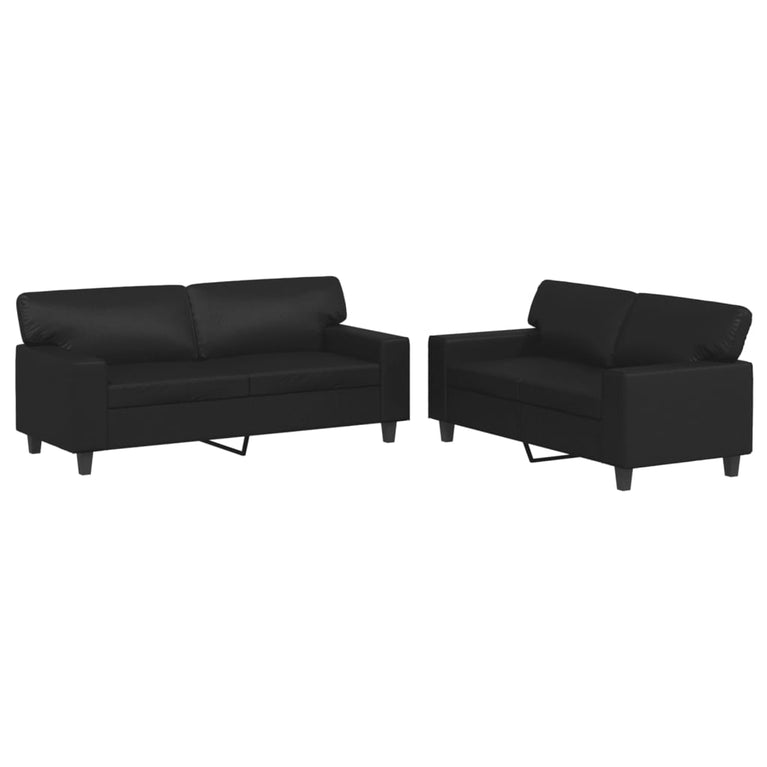 2-delige Loungeset kunstleer zwart