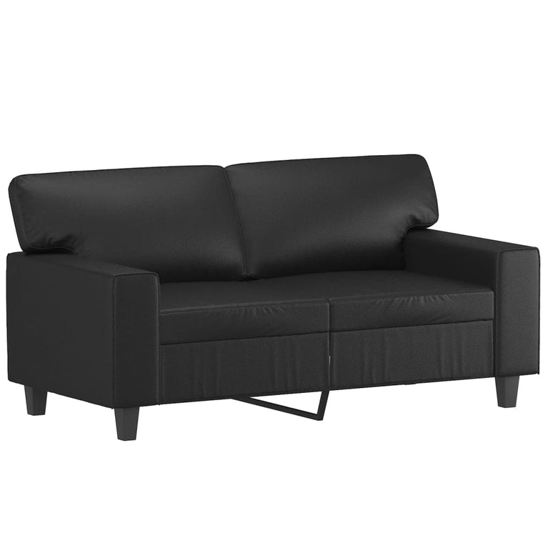 2-delige Loungeset kunstleer zwart