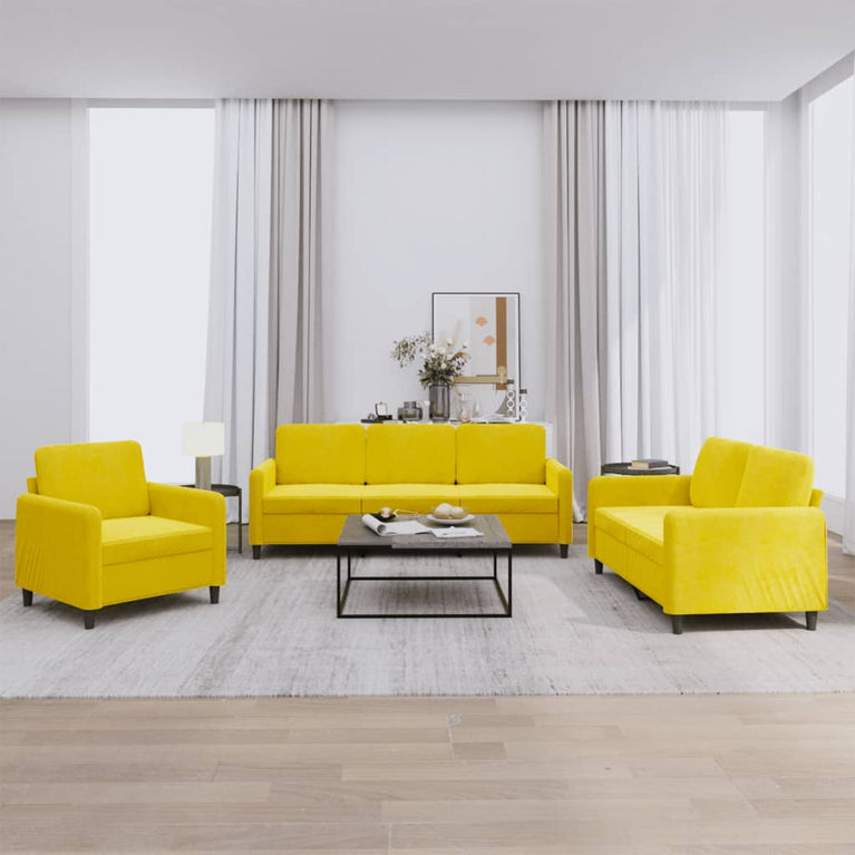 3-delige Loungeset fluweel geel