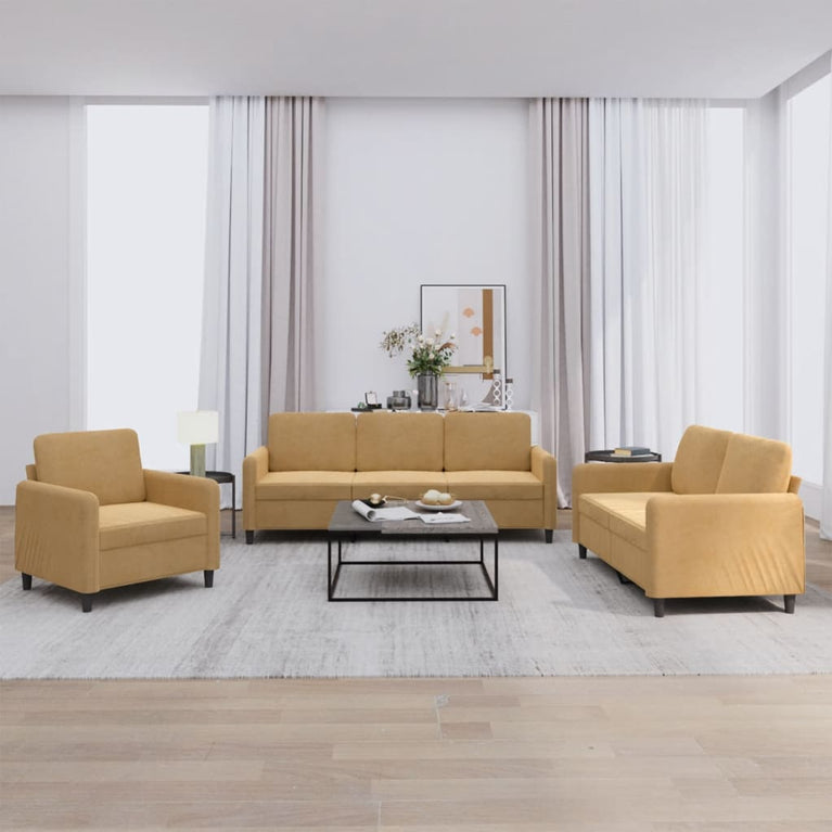 3-delige Loungeset fluweel bruin