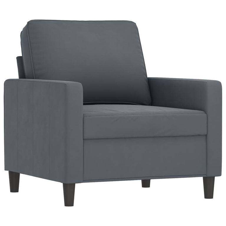 3-delige Loungeset met kussens fluweel donkergrijs