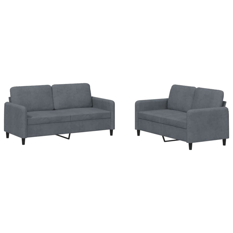 2-delige Loungeset fluweel donkergrijs