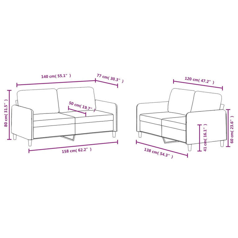 2-delige Loungeset fluweel donkergrijs