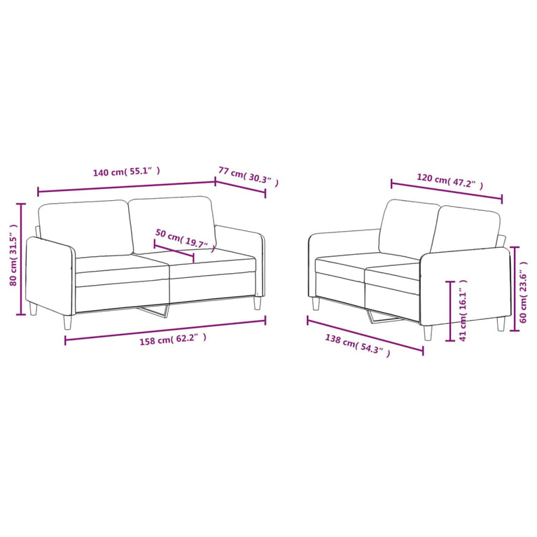 2-delige Loungeset fluweel zwart