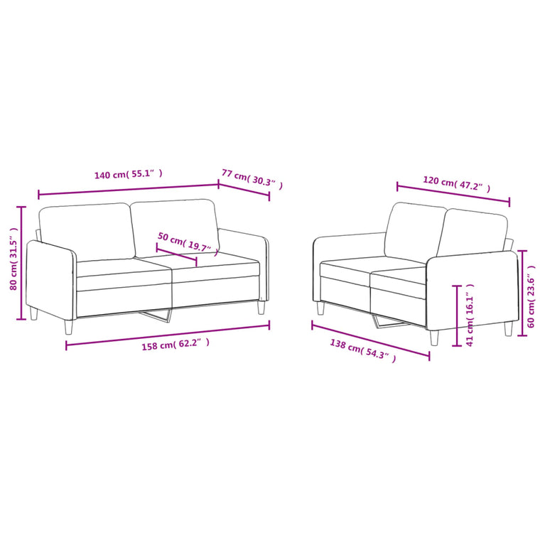 2-delige Loungeset fluweel geel