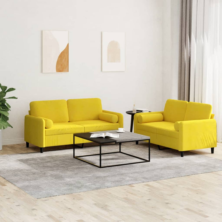 2-delige Loungeset met kussens fluweel geel