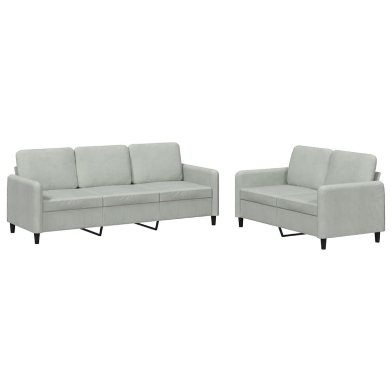 2-delige Loungeset fluweel lichtgrijs