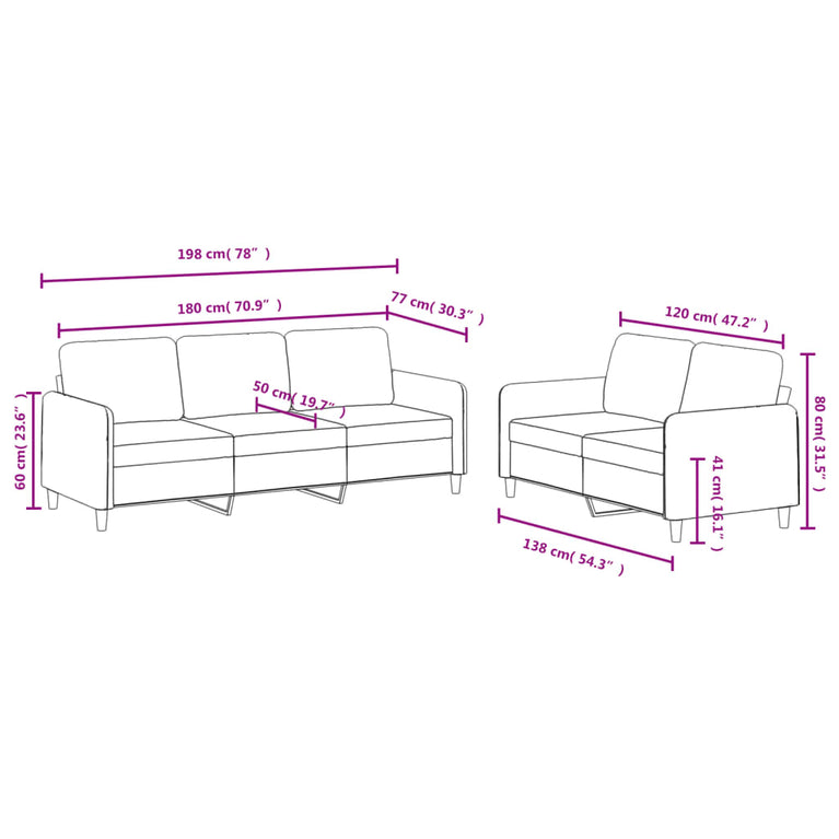 2-delige Loungeset fluweel geel