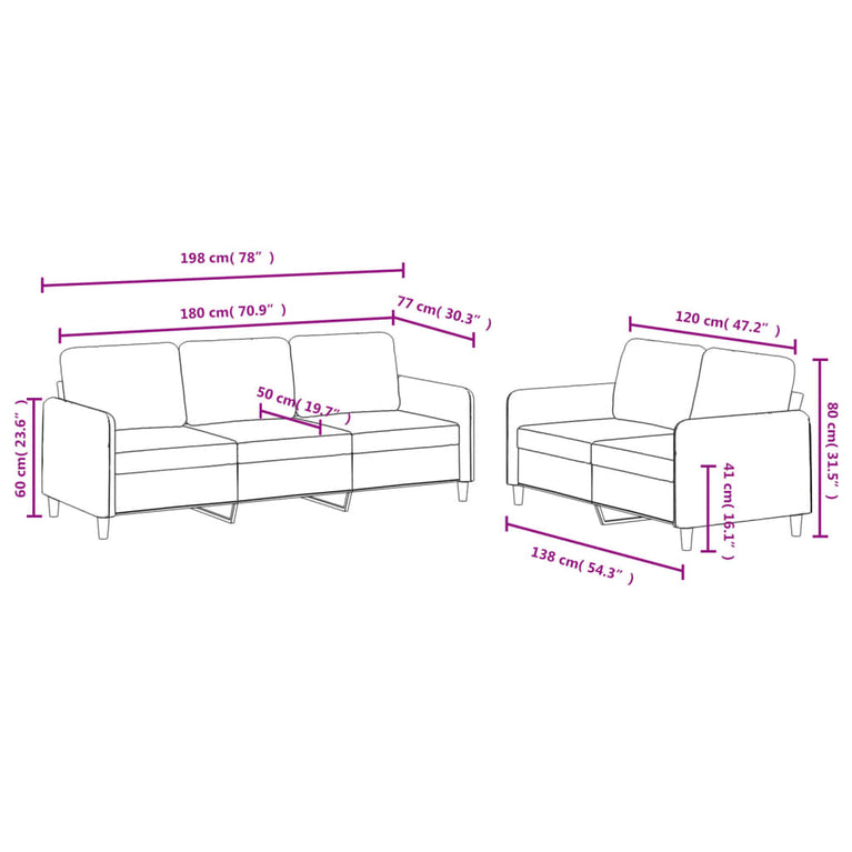2-delige Loungeset fluweel bruin