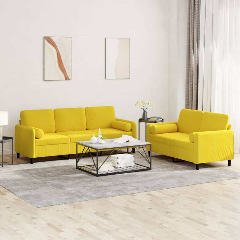 2-delige Loungeset met kussens fluweel geel