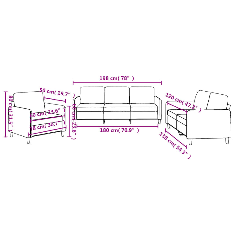 4-delige Loungeset met kussens stof bruin