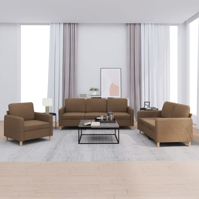 4-delige Loungeset met kussens stof bruin