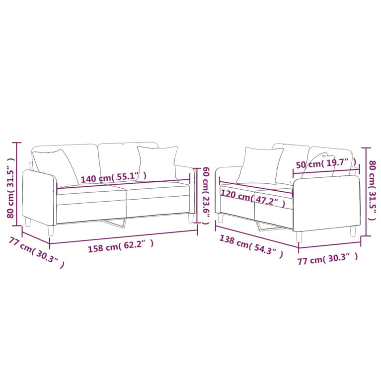2-delige Loungeset met kussens stof donkergrijs