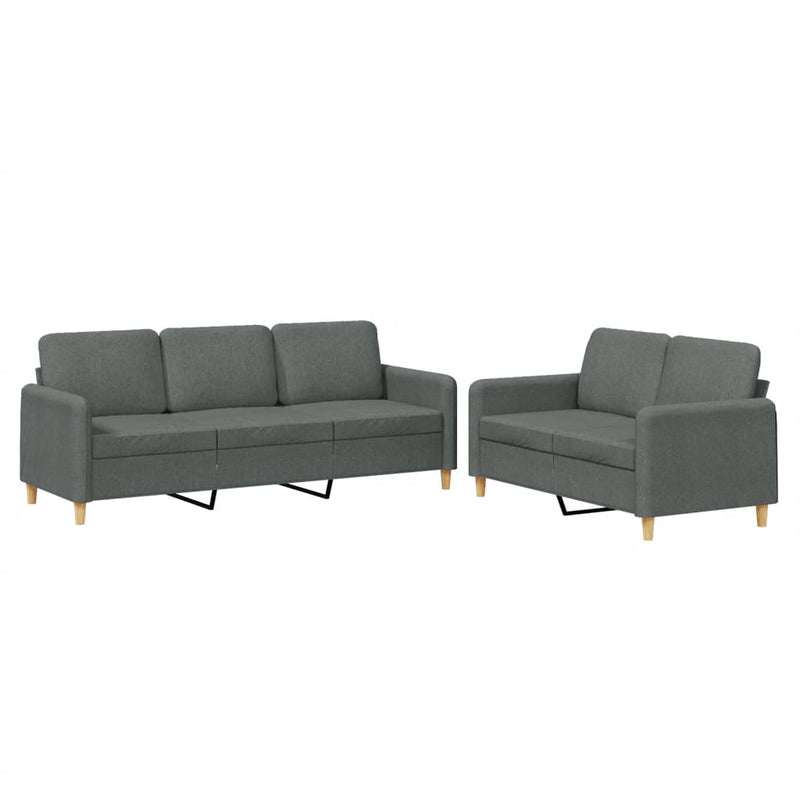 2-delige Loungeset met kussens stof donkergrijs