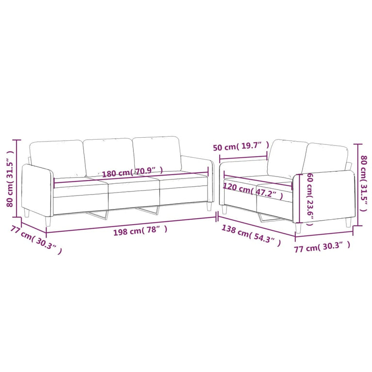 2-delige Loungeset met kussens stof donkergrijs