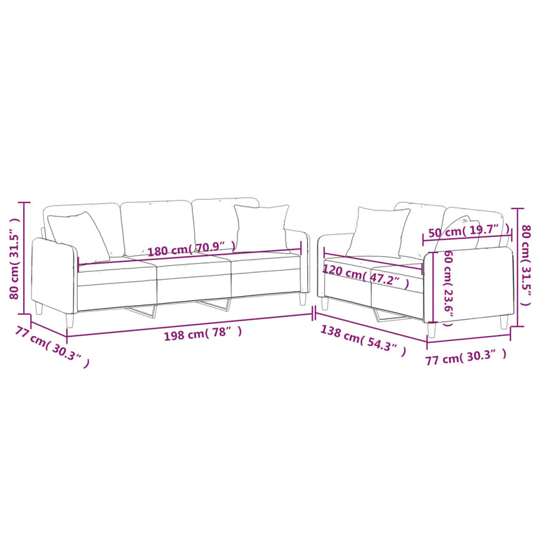 2-delige Loungeset met kussens stof donkergrijs