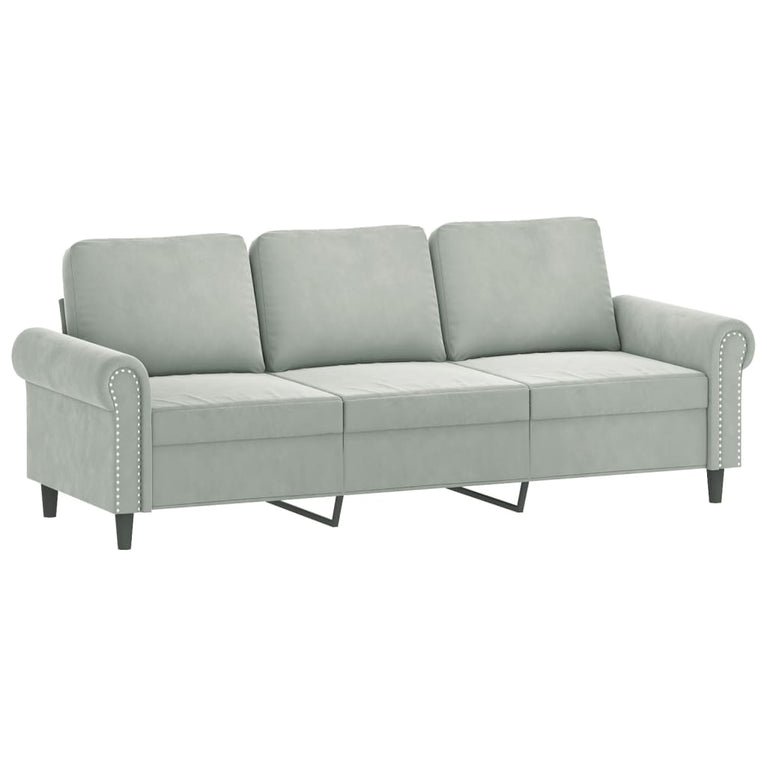 3-delige Loungeset met kussens fluweel lichtgrijs
